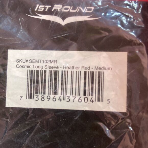 1st Round Red Long Sleeve Workout Shirt Size Medium Athletic Training Top - Picture 5 of 6